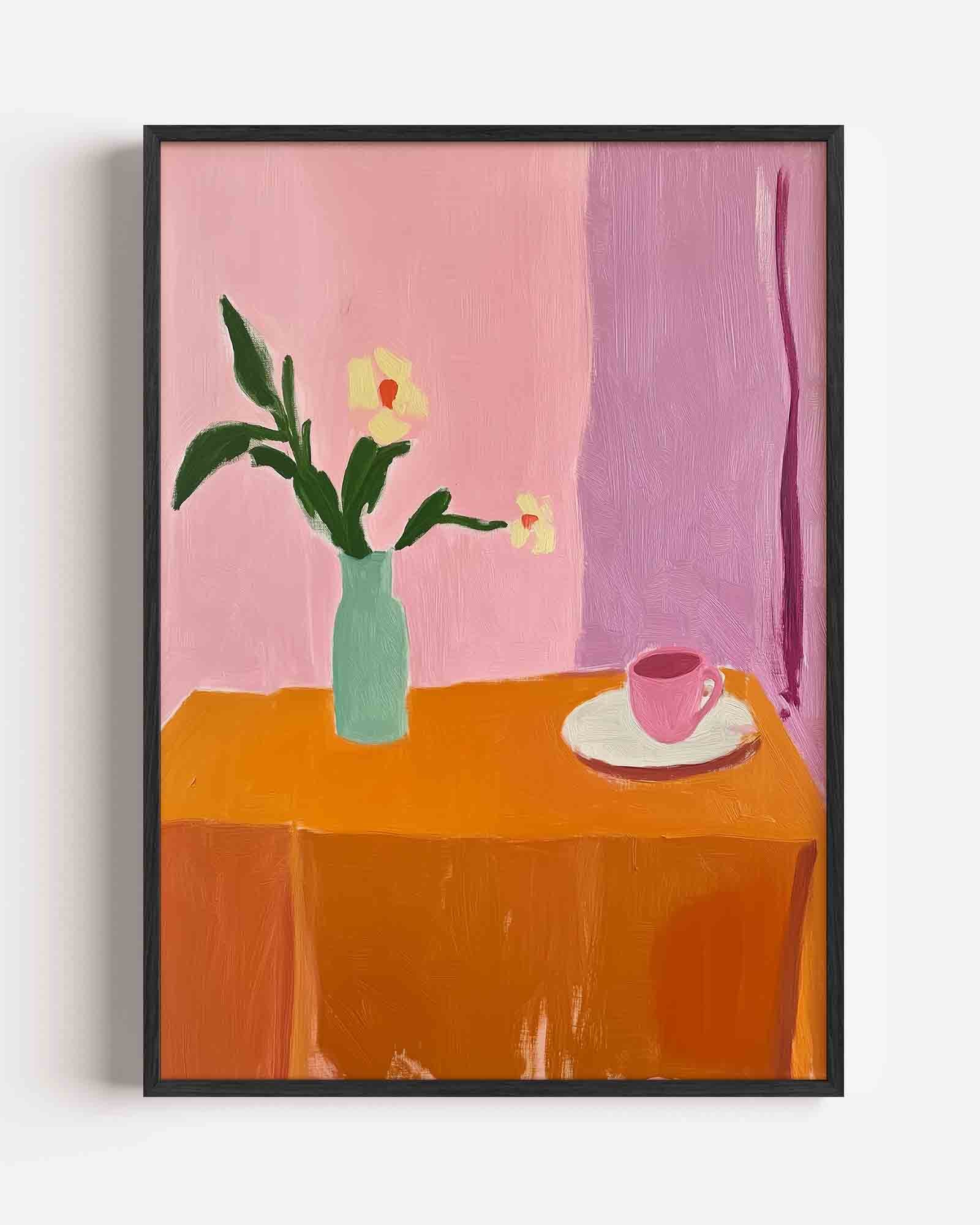 Bloemen en kopje Poster