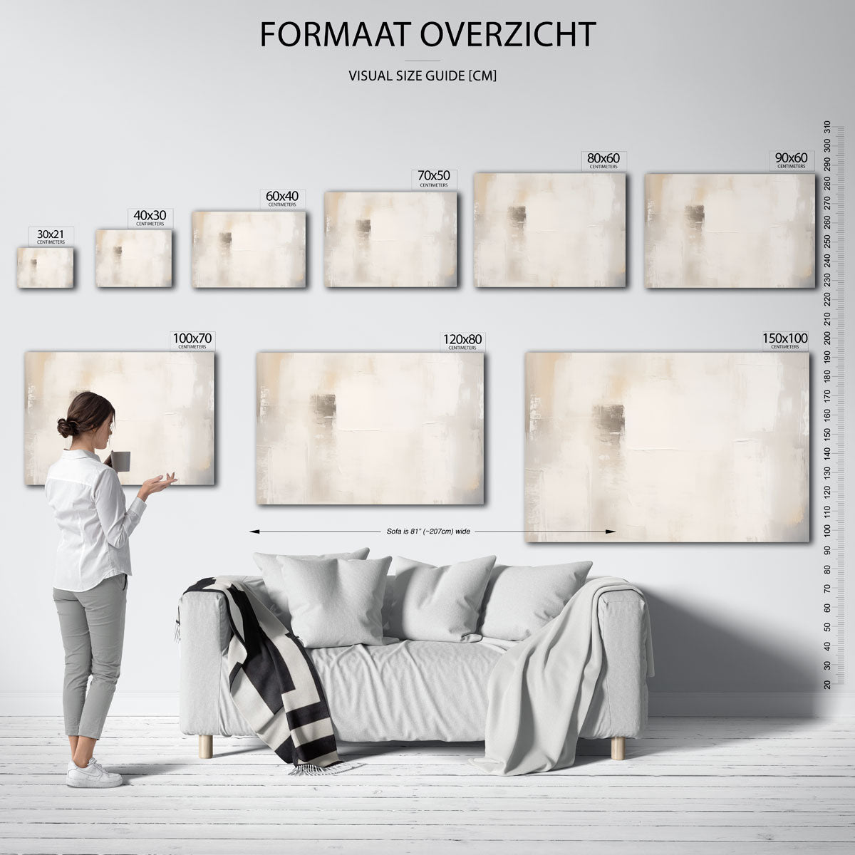 Abstracte beige en grijze vlakken Poster