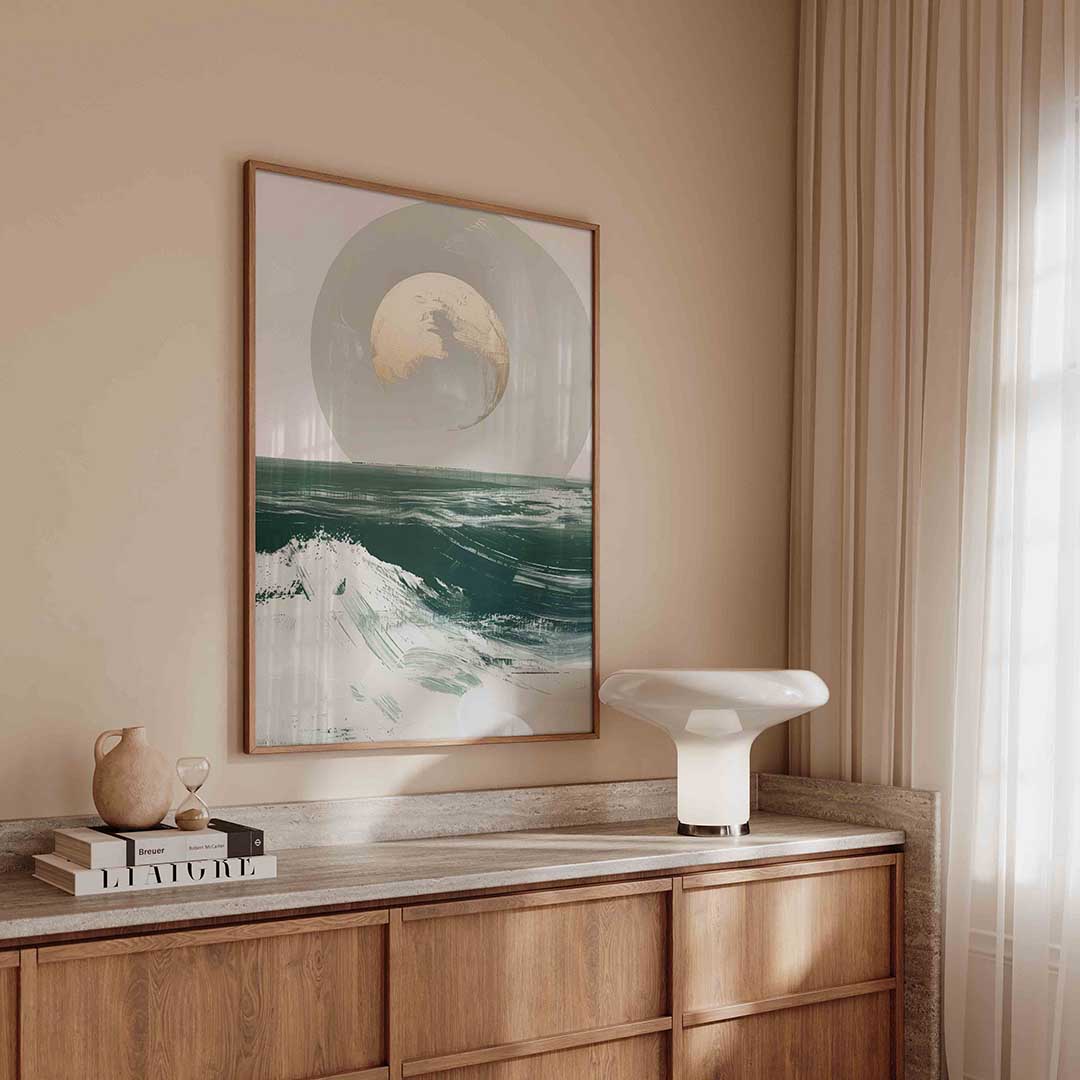 Maan boven oceaan Poster