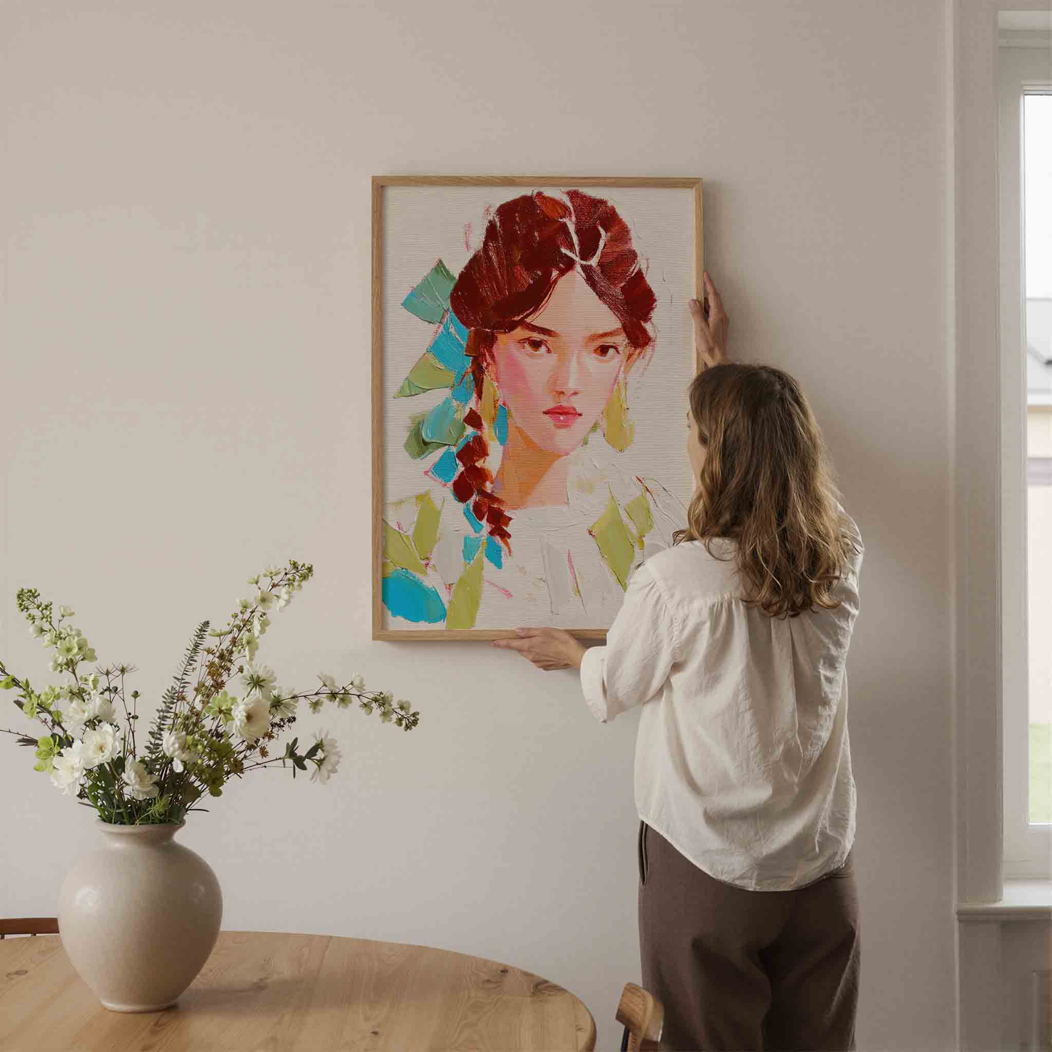 Portret met vlecht Poster