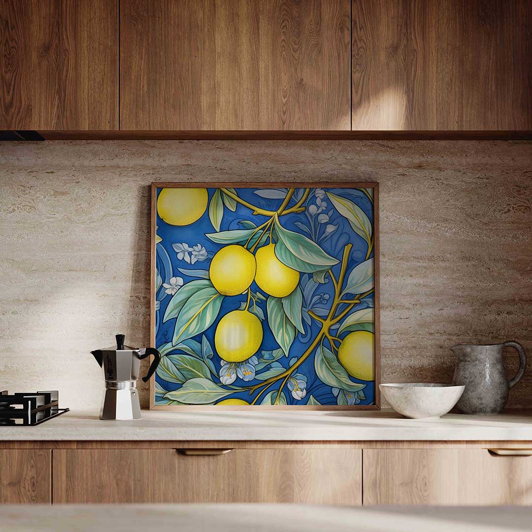 Citroenen op blauwe achtergrond Poster