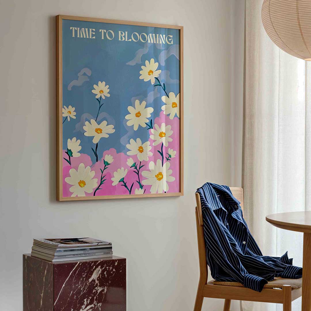 Bloemen en wolken Poster