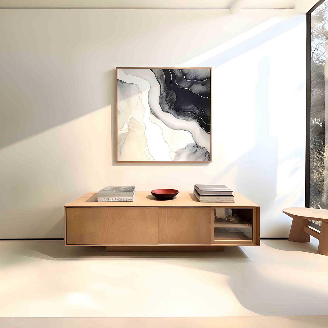 Abstracte zwart wit golven Poster