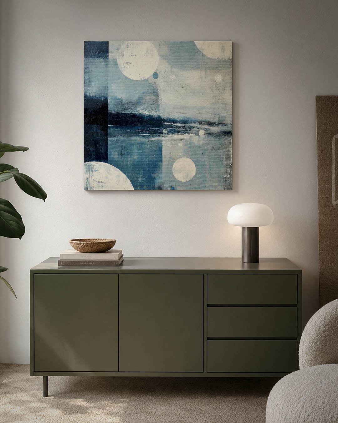 Geometrische vormen in blauw Kunstwerk