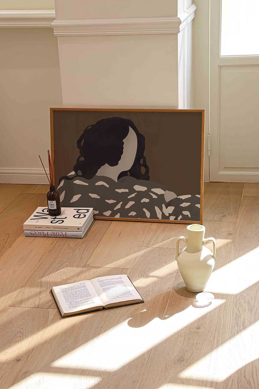 Vrouw met donkere krullen Poster