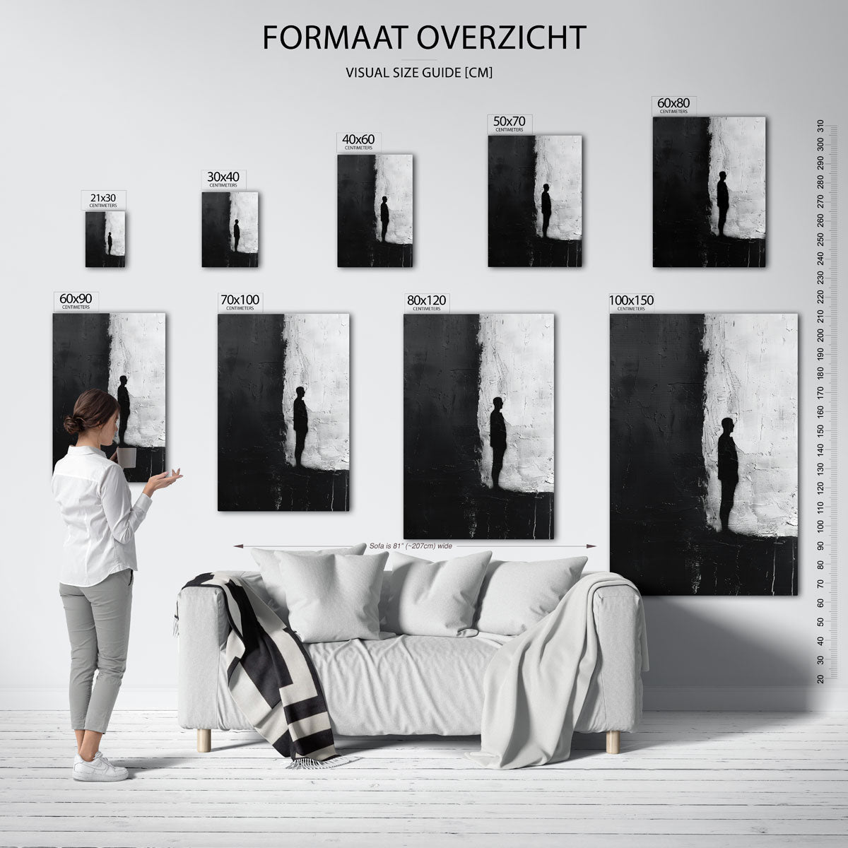 Silhouet tegen tweekleurige achtergrond Poster