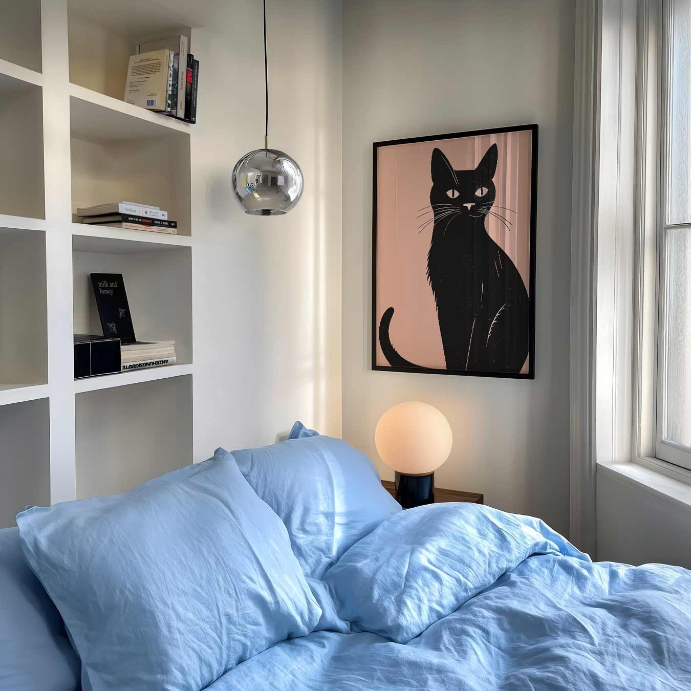 Stijlvolle Kat op Zachte Achtergrond Poster-WallArtistic