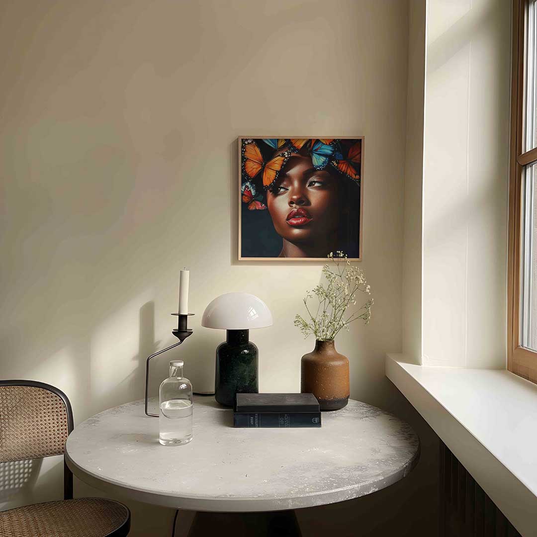 Vlinders en vrouw Poster