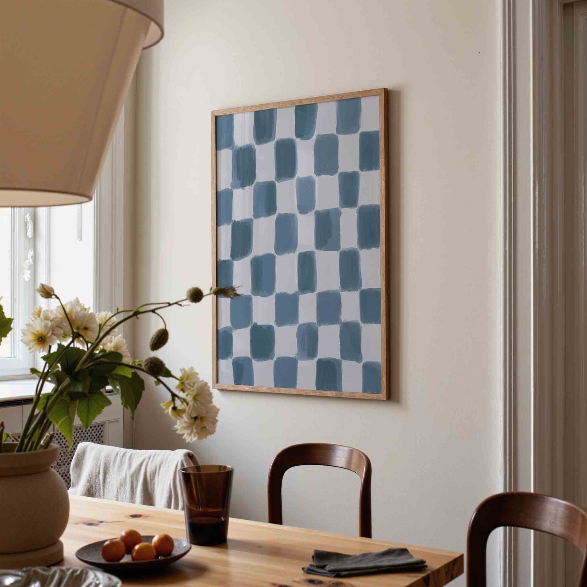 Blauwe vierkanten Poster