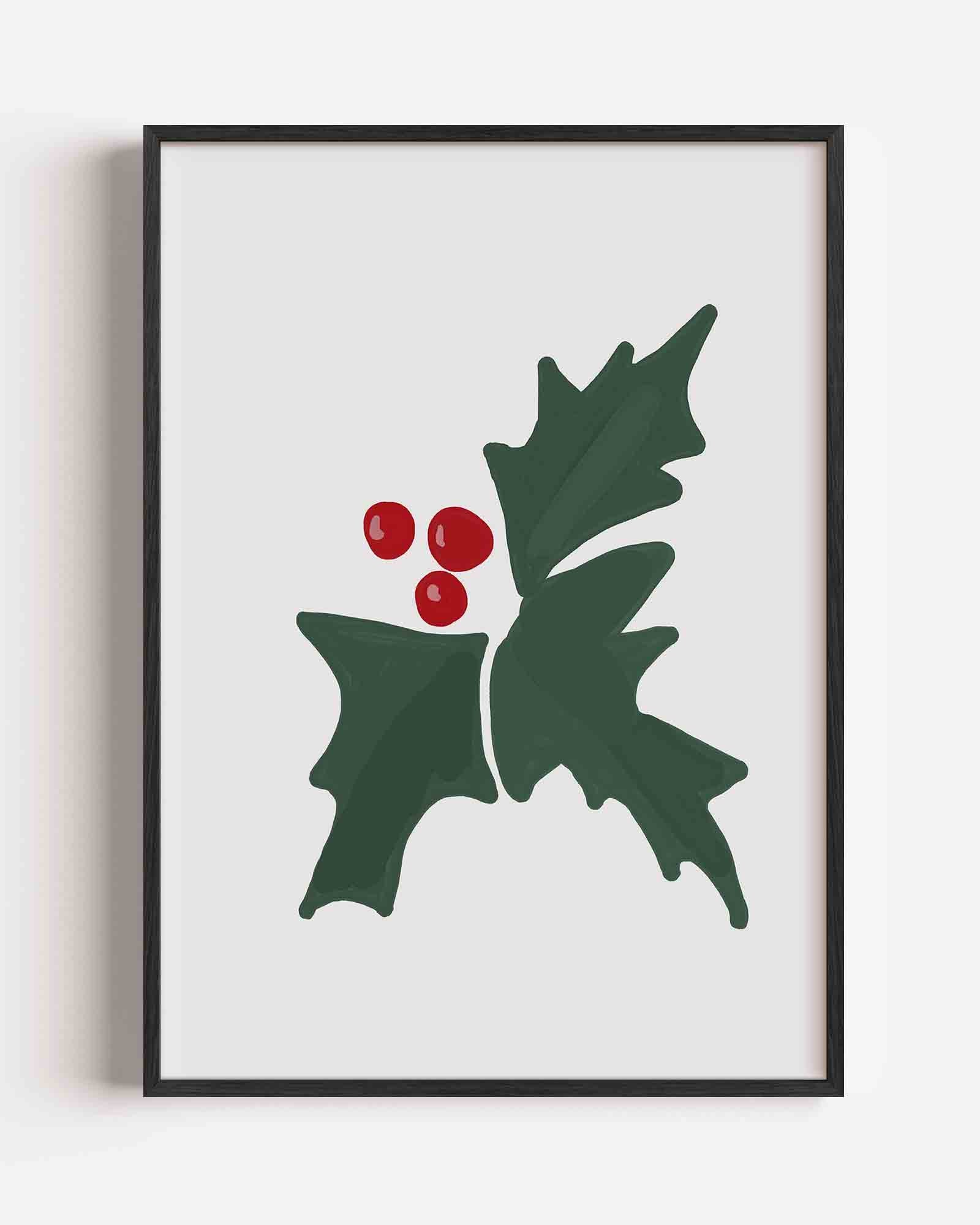 Hulstbladeren en bessen Poster