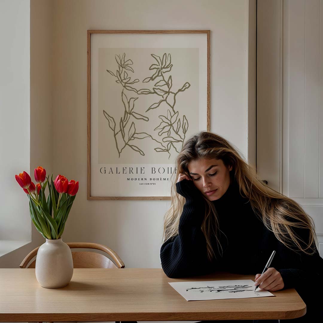 Moderne Boho Bloemen Poster-WallArtistic