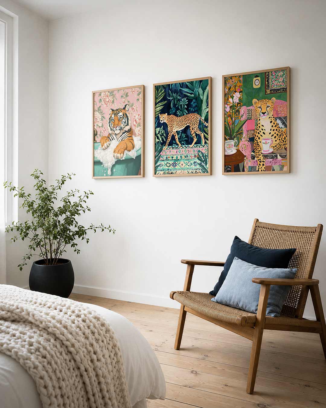 Tijger in bad Posterset