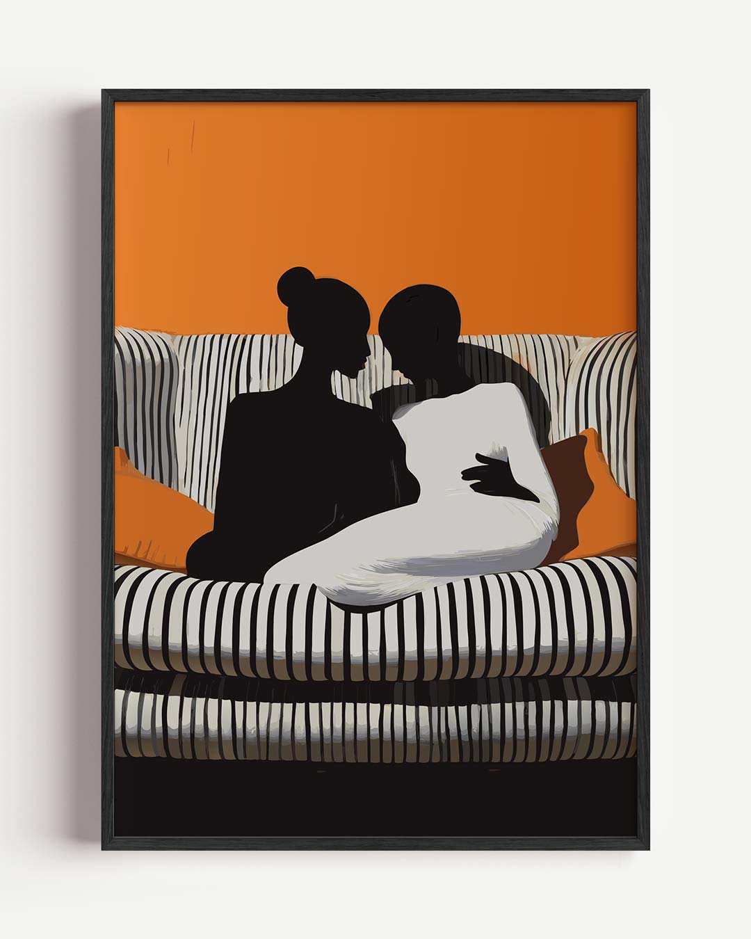 Intieme Silhouetten op Stijlvolle Bank Poster-WallArtistic