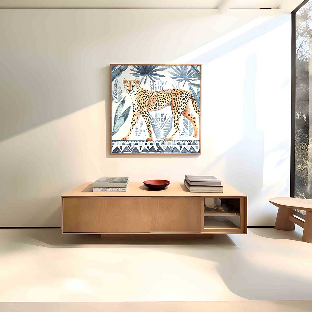 Luipaard en bladeren Poster