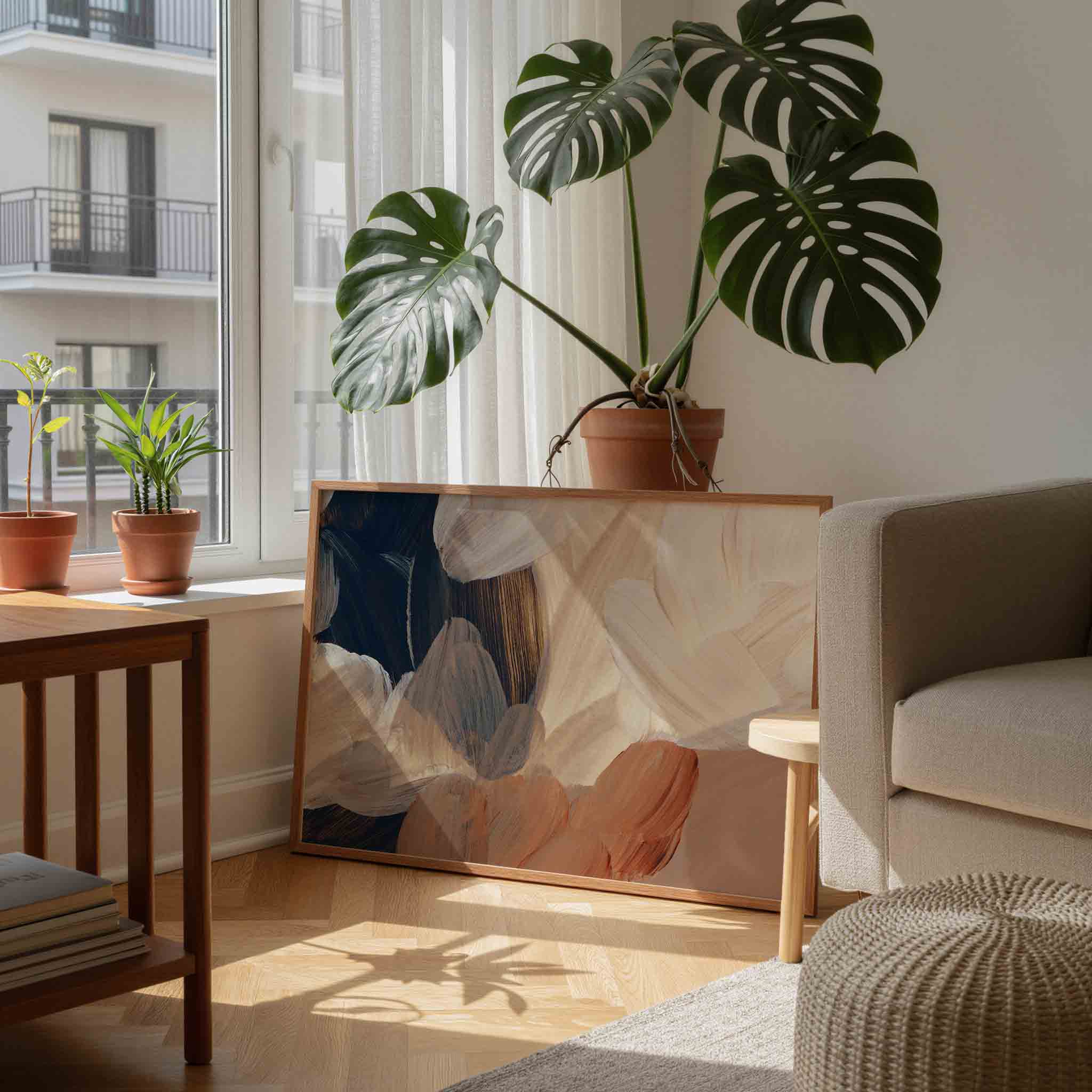 Abstracte penseelstreken Poster