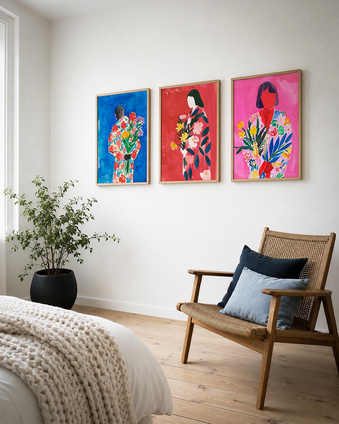 Bloemen en silhouet Posterset