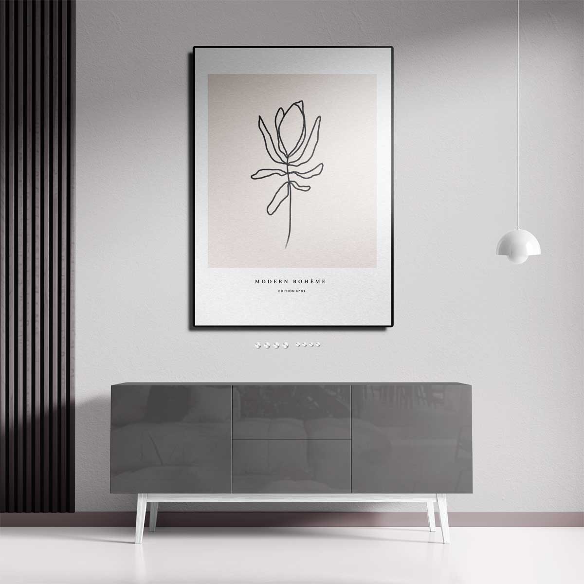 Moderne Boho Bloem Illustratie Kunstwerk-canvas-dibond-plexiglas-wanddecoratie-WallArtistic