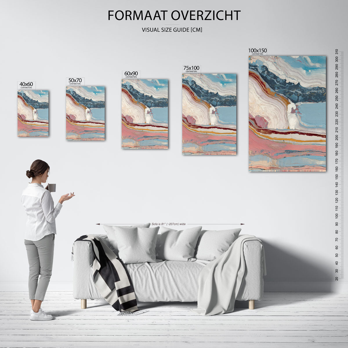 Golvende kleurencompositie Kunstwerk