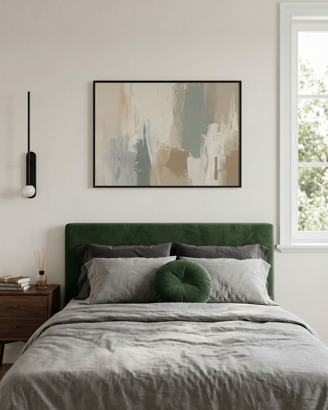 Abstracte beige en grijze Poster