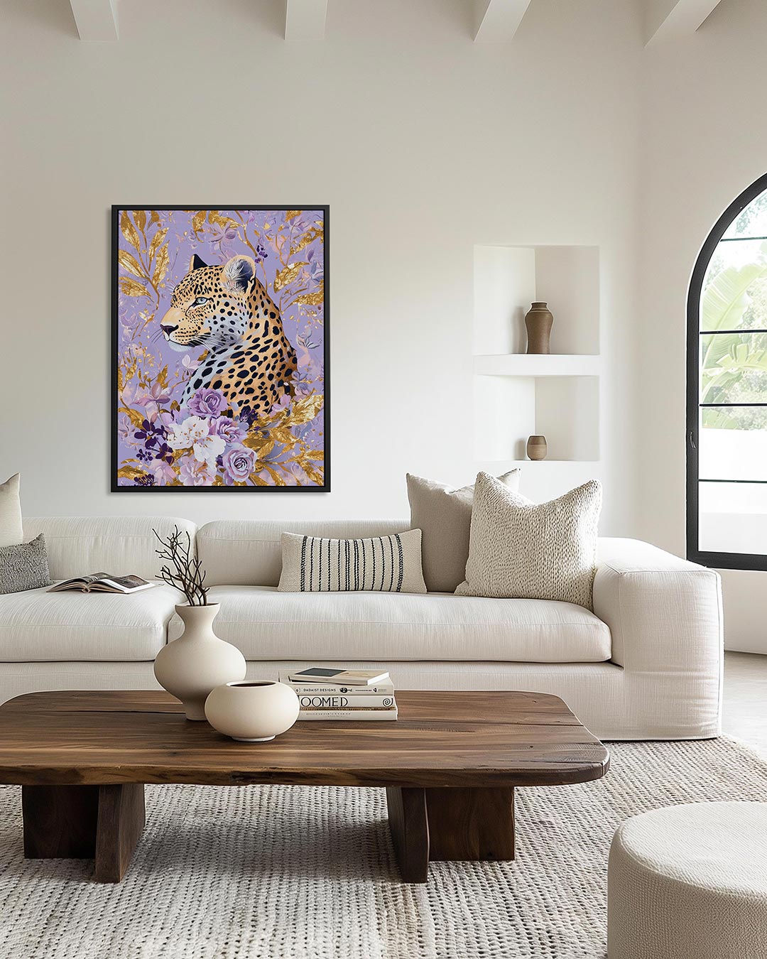Luipaard met bloemen Kunstwerk