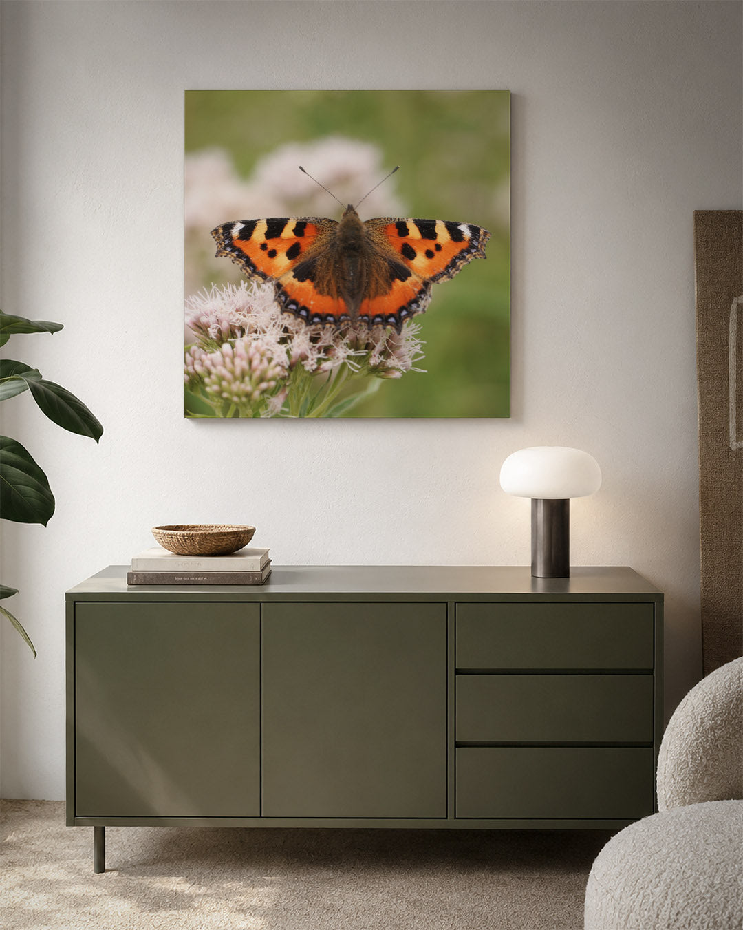 Vlinder op bloem Kunstwerk