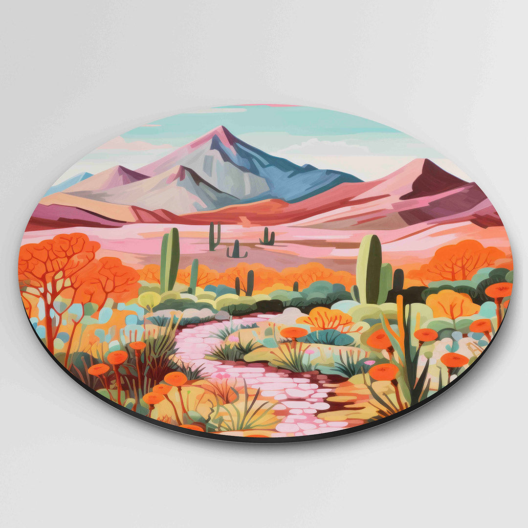 Berglandschap met cactussen Muurcirkel