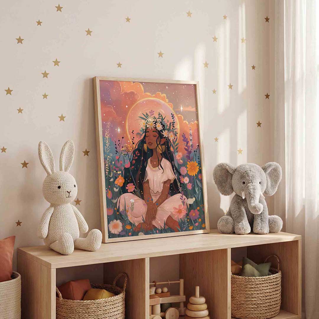 Bloemenkrans en zon Poster
