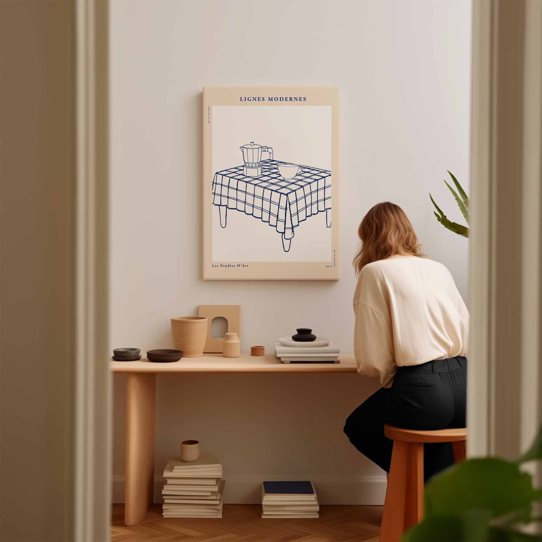 Lijnen Moderne Ontbijttafel Kunstwerk-canvas-dibond-plexiglas-wanddecoratie-WallArtistic