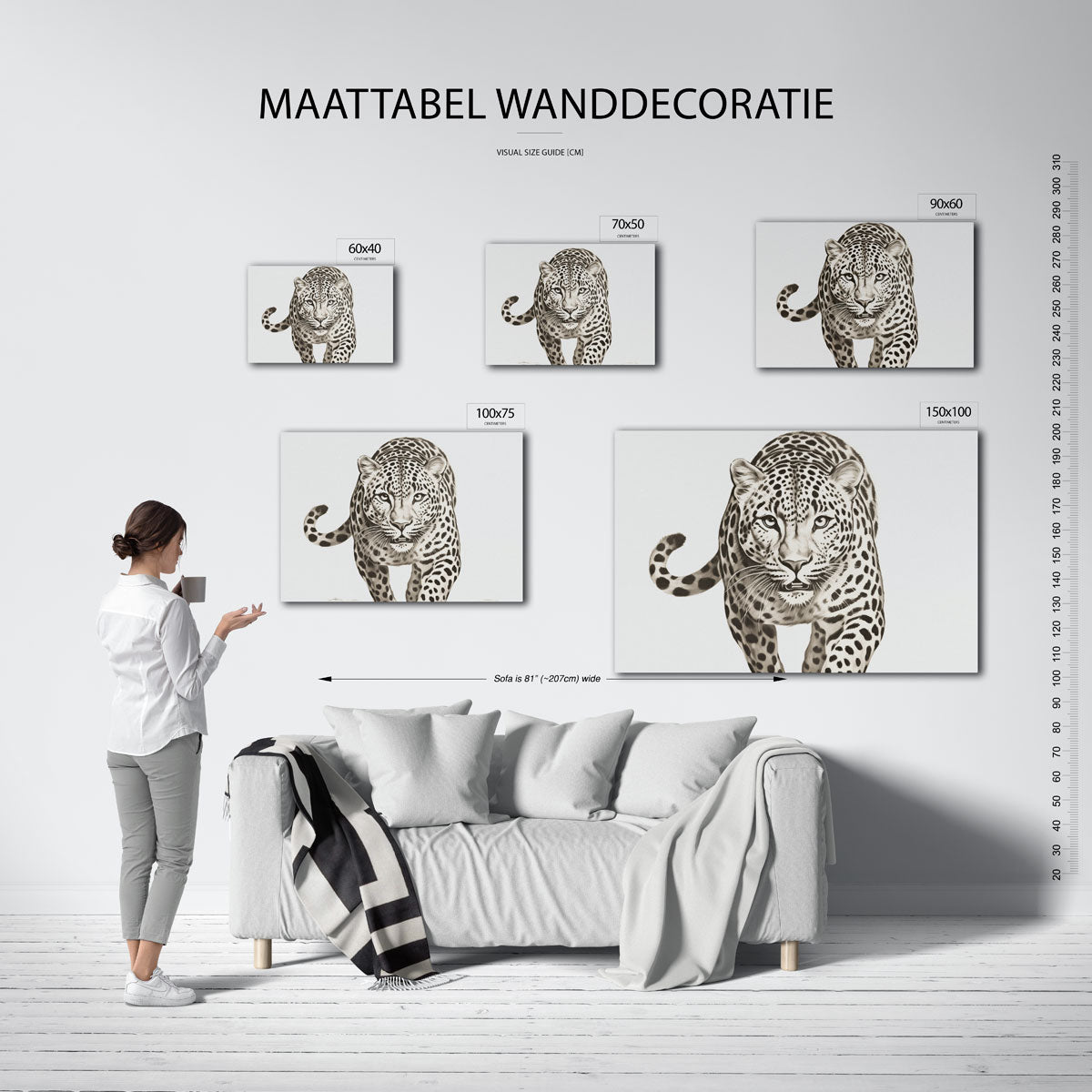 Leopard in beweging Kunstwerk