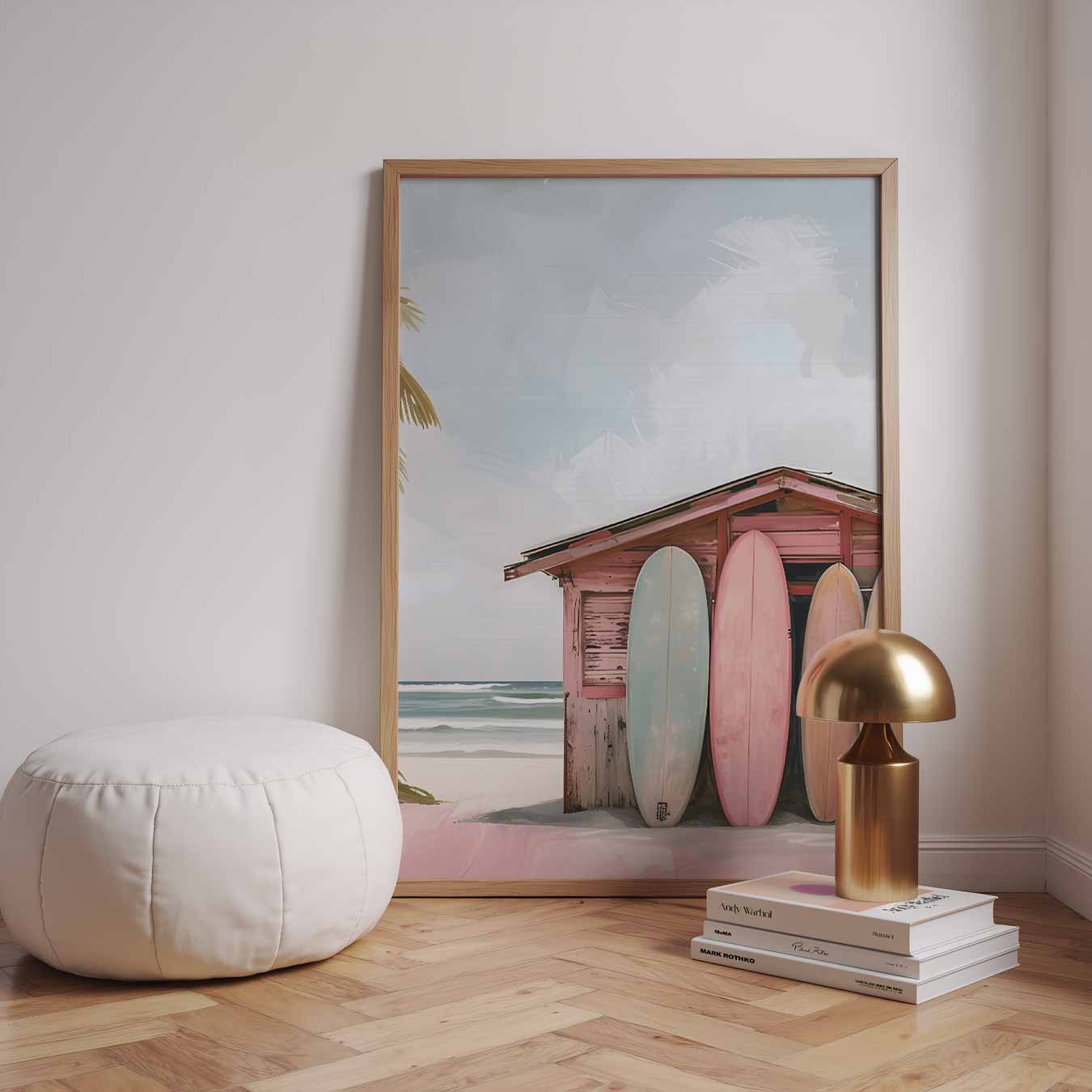 Strandhuisje met Surfboards Poster-WallArtistic