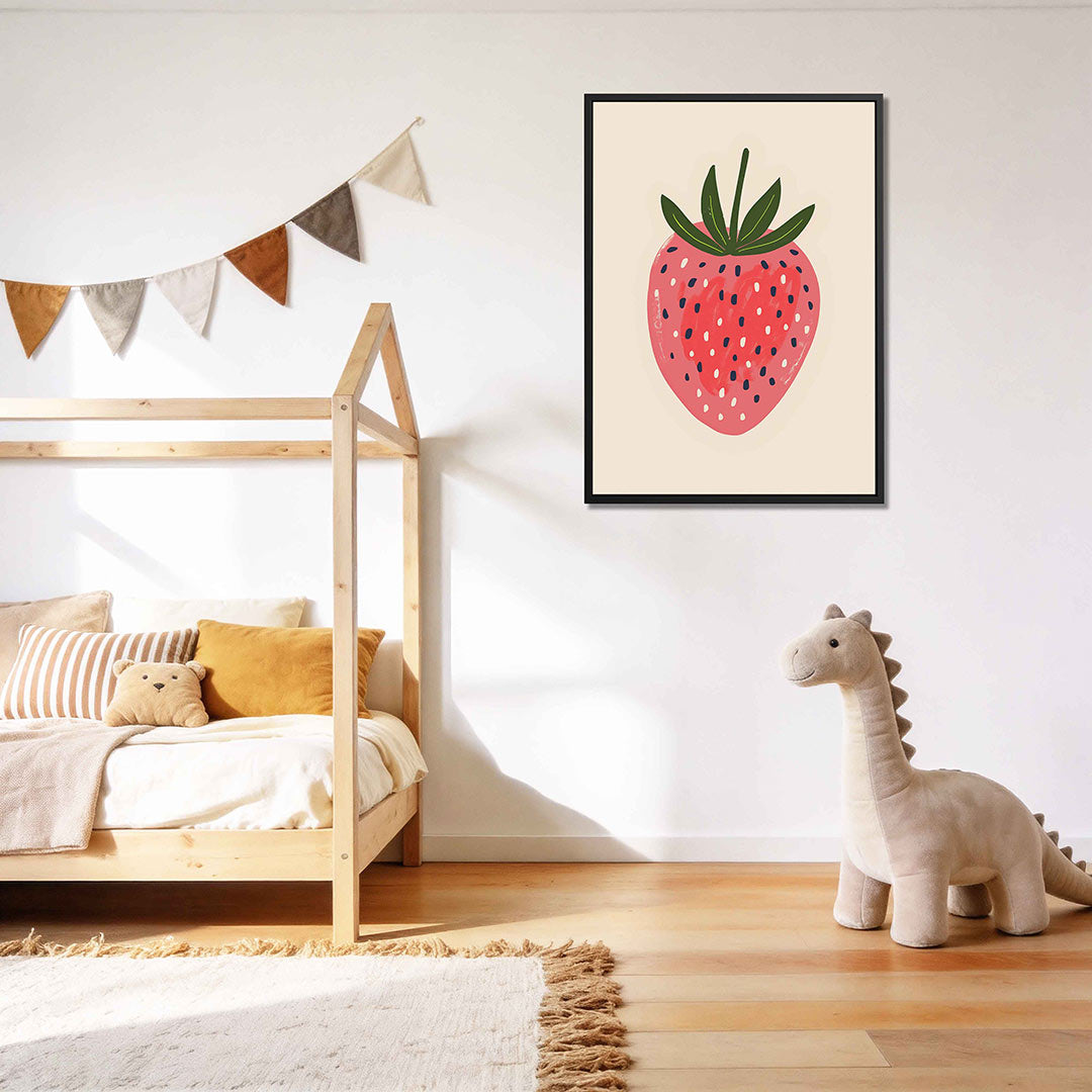 Speelse aardbei illustratie Kunstwerk
