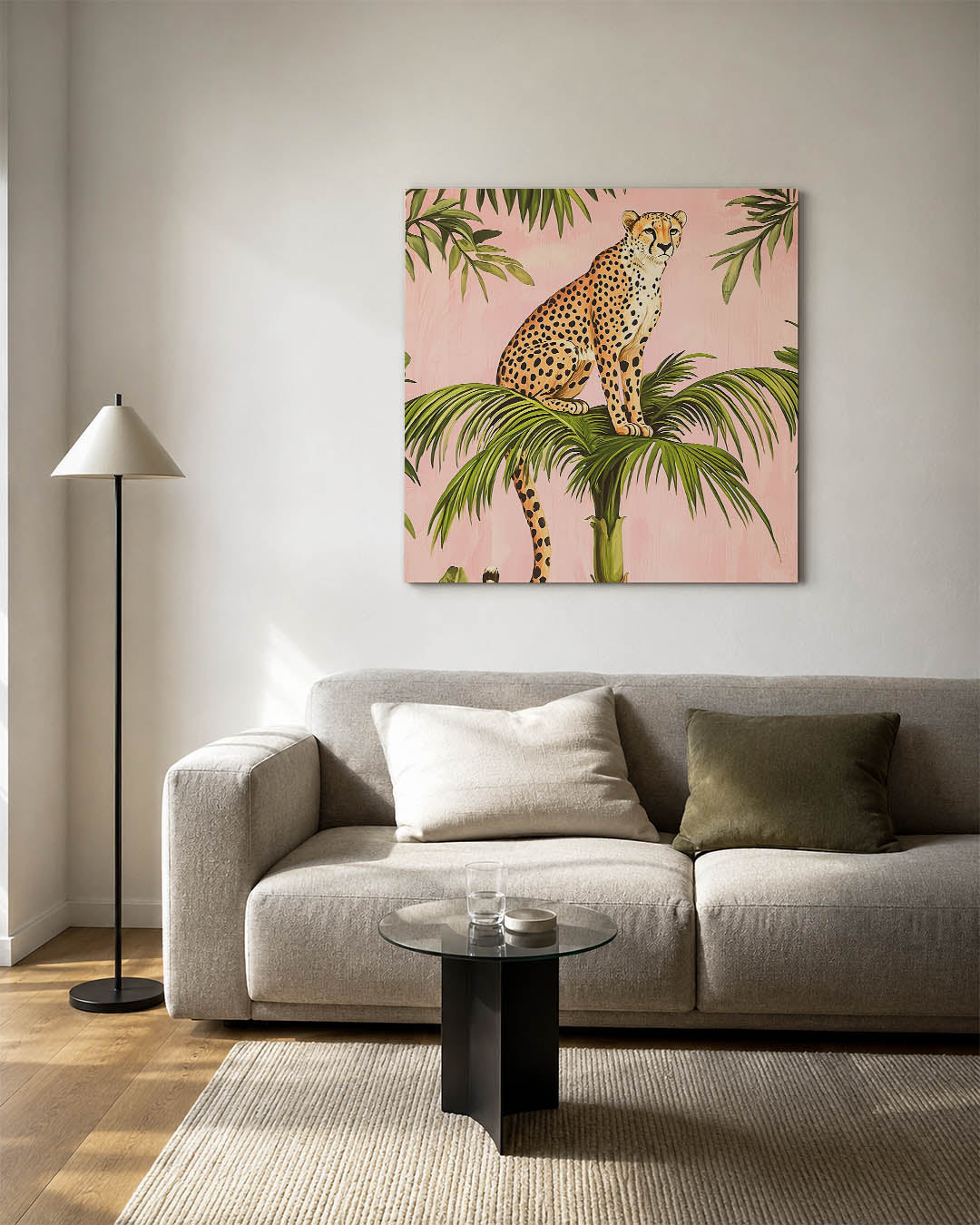 Luipaard op palm Kunstwerk