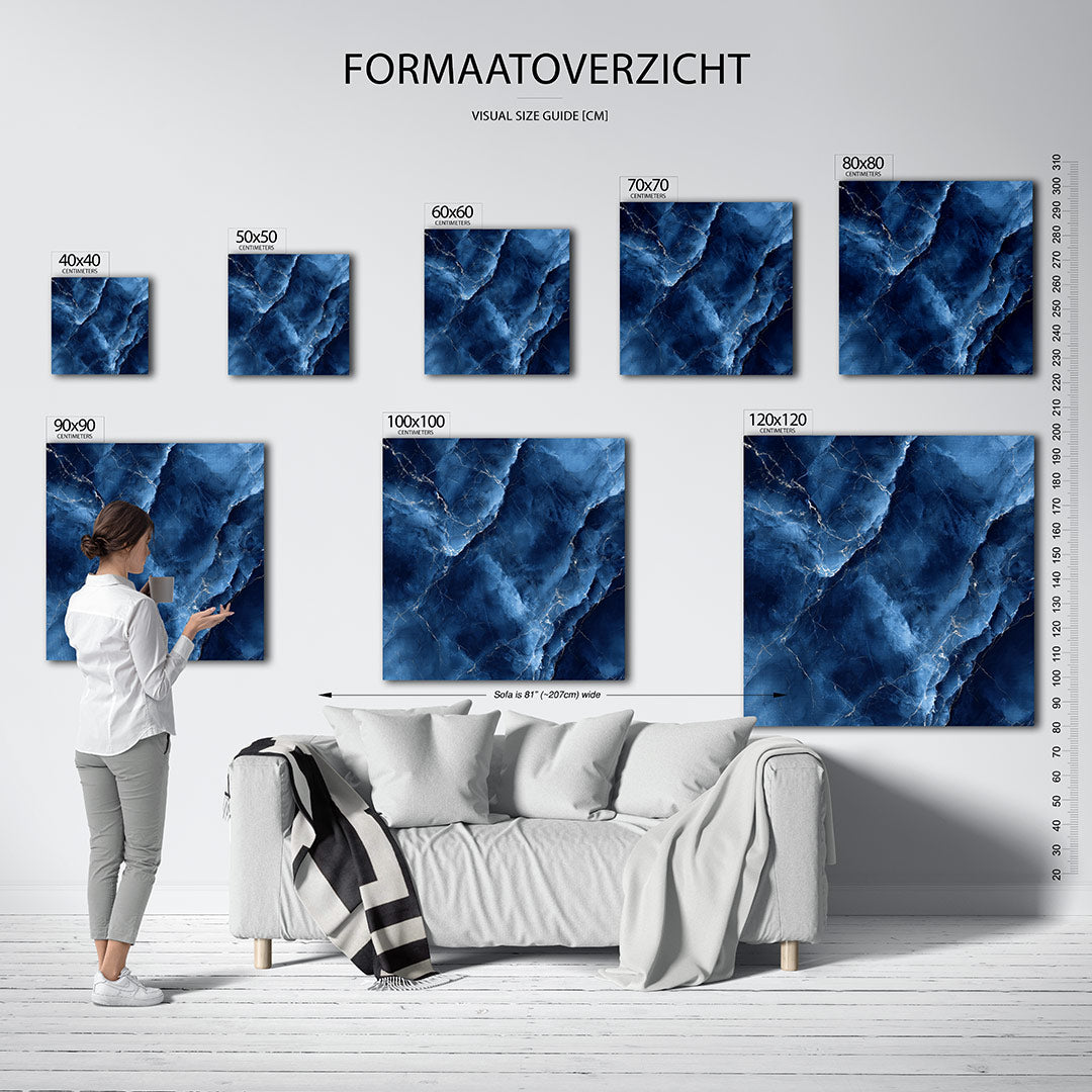 Marmerstructuur blauw Kunstwerk
