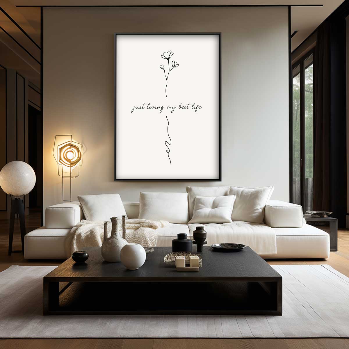 Positieve Bloemenlijn Kunstwerk-canvas-dibond-plexiglas-wanddecoratie-WallArtistic