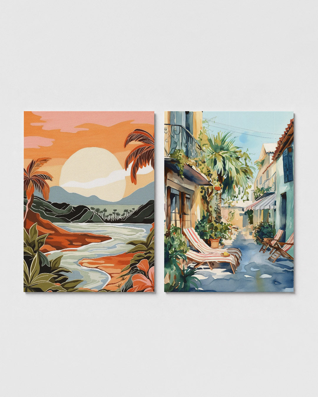 Zonsondergang landschapsritme Posterset
