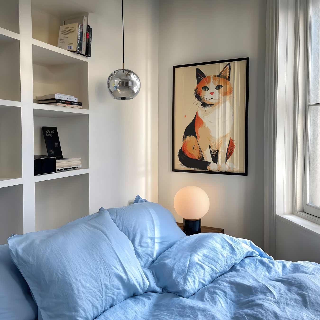 Schattige Calico Kat aan de Muur Poster-WallArtistic