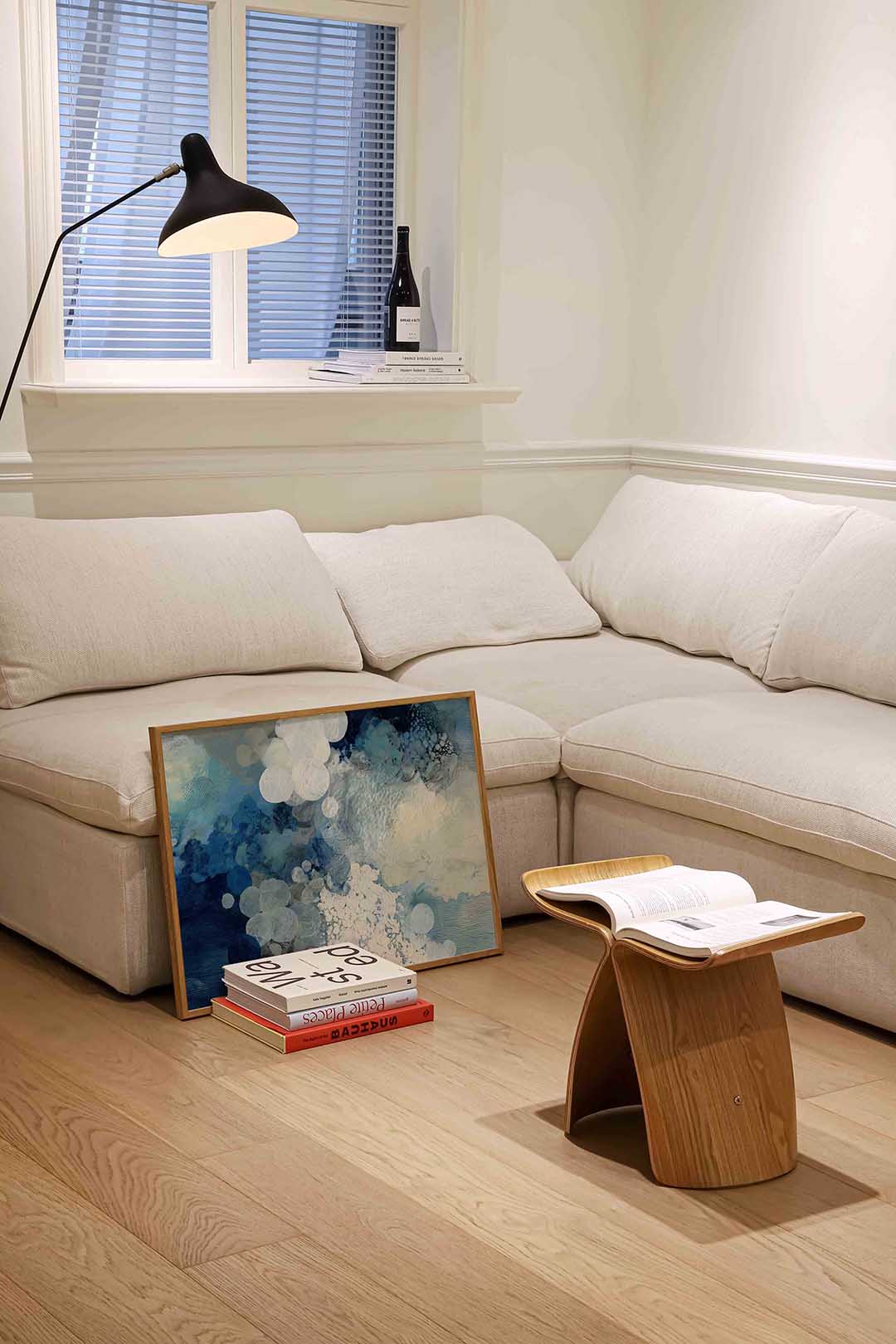 Blauwe en witte cirkels Poster
