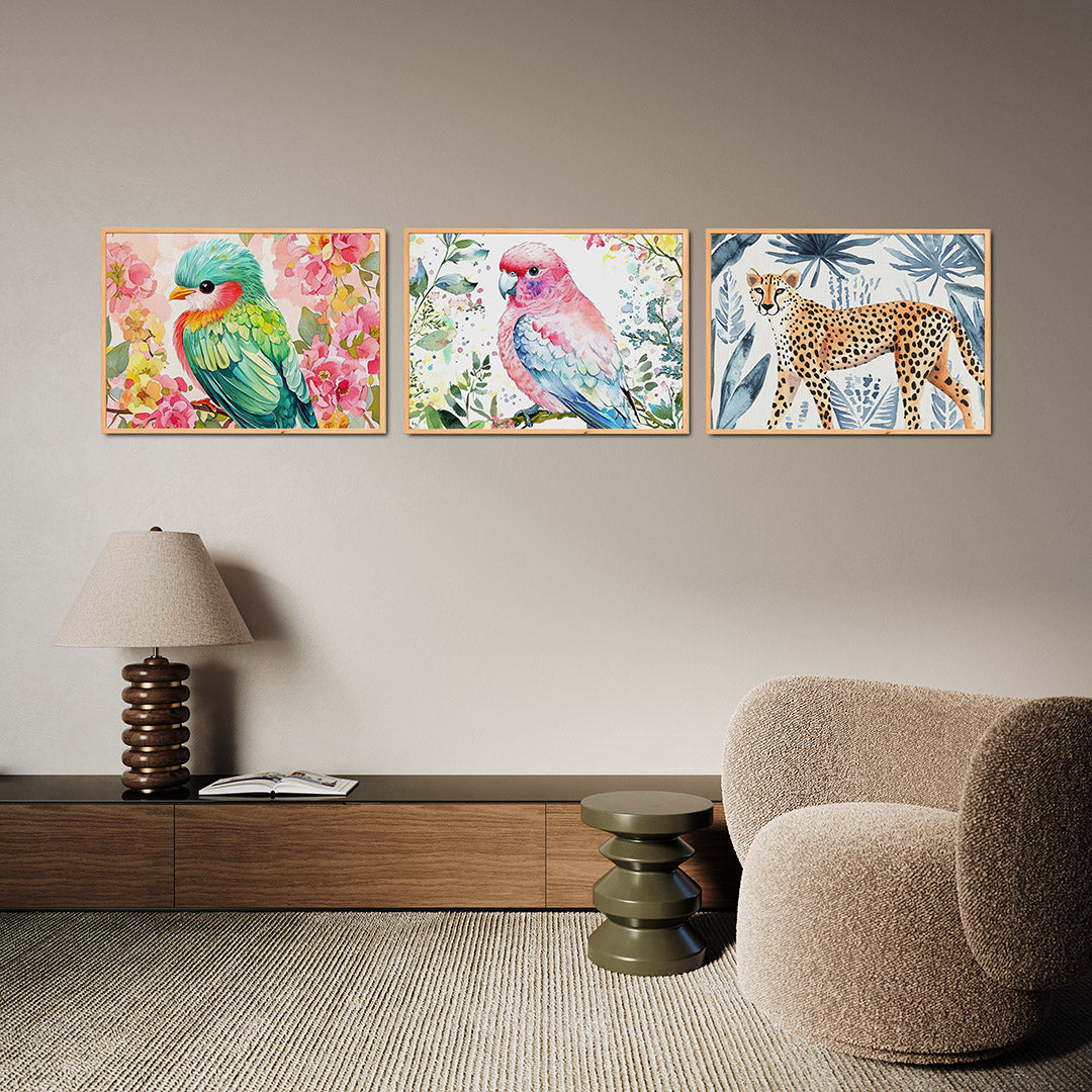 Vogel en bloemen Posterset