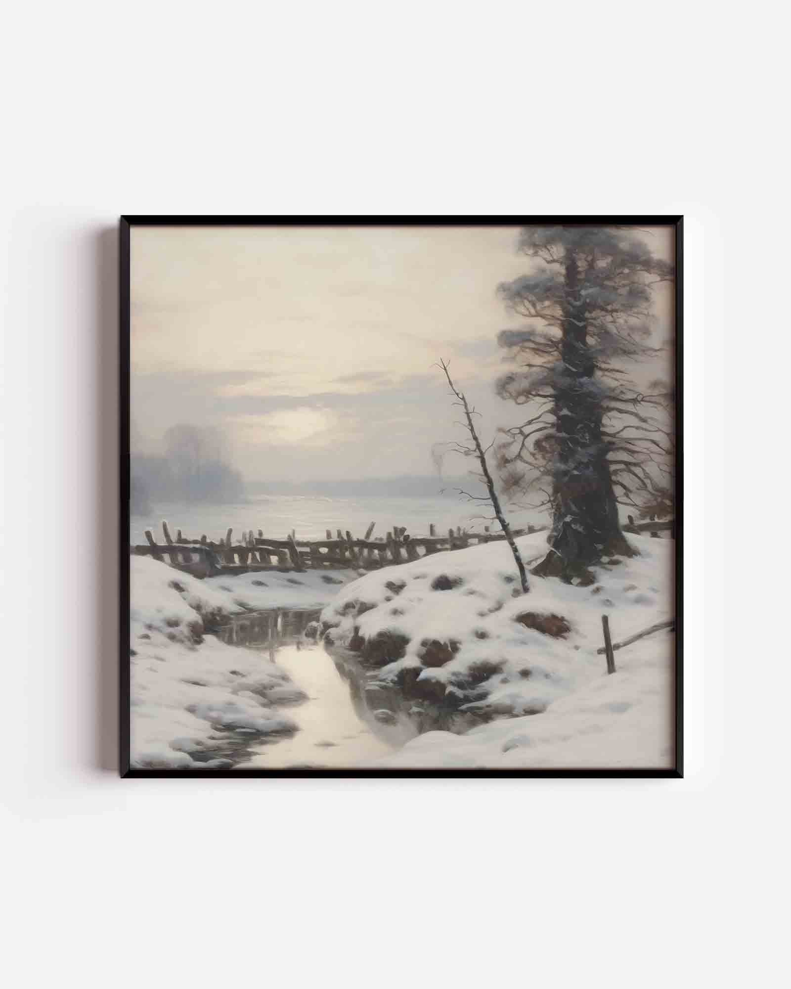 Winterlandschap met boom Poster