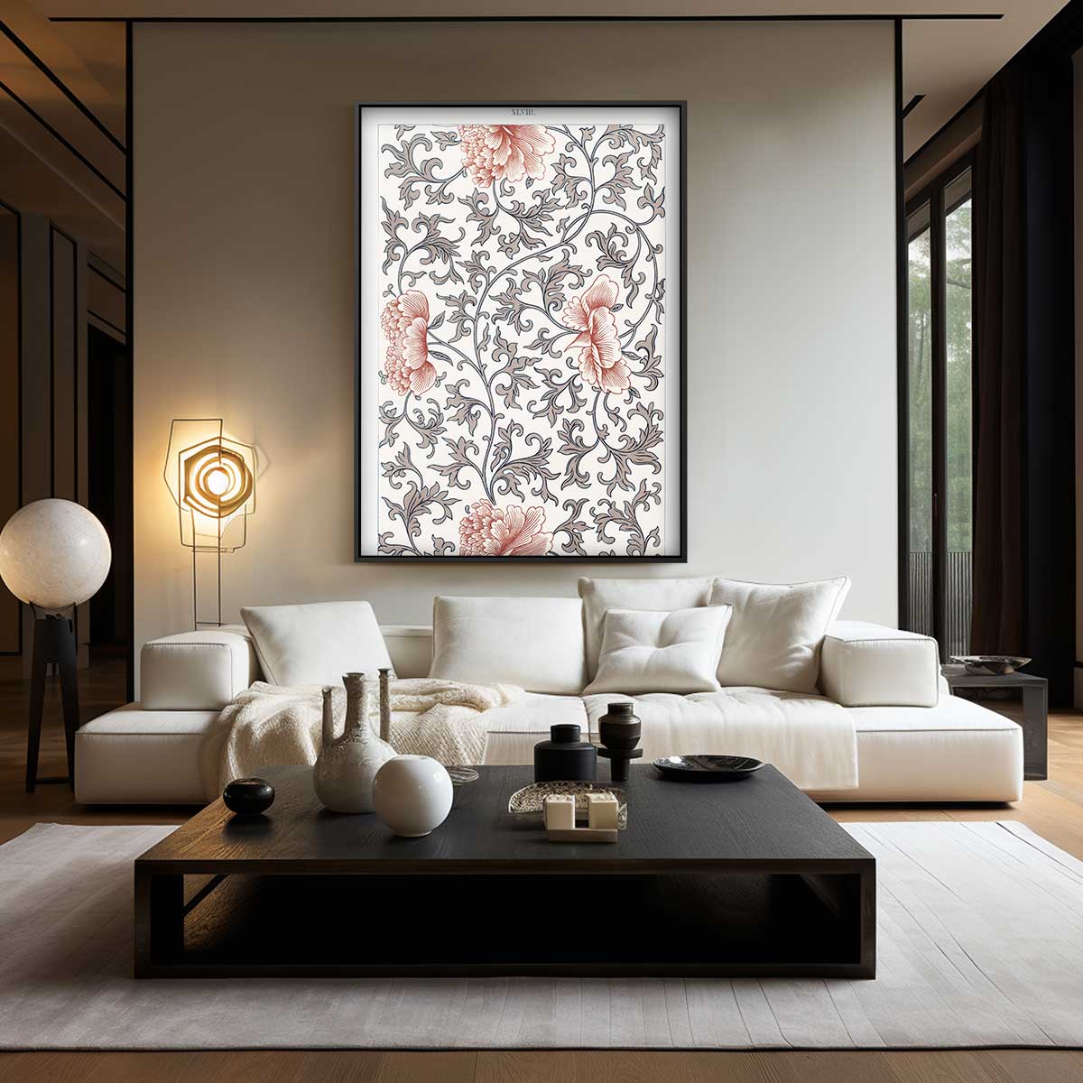 Bloemstijl Patroon Kunstwerk Kunstwerk-canvas-dibond-plexiglas-wanddecoratie-WallArtistic