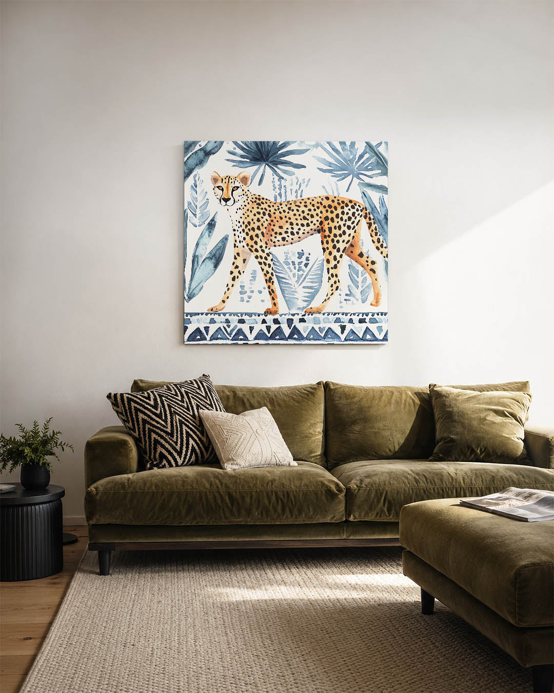 Luipaard met bladeren Kunstwerk