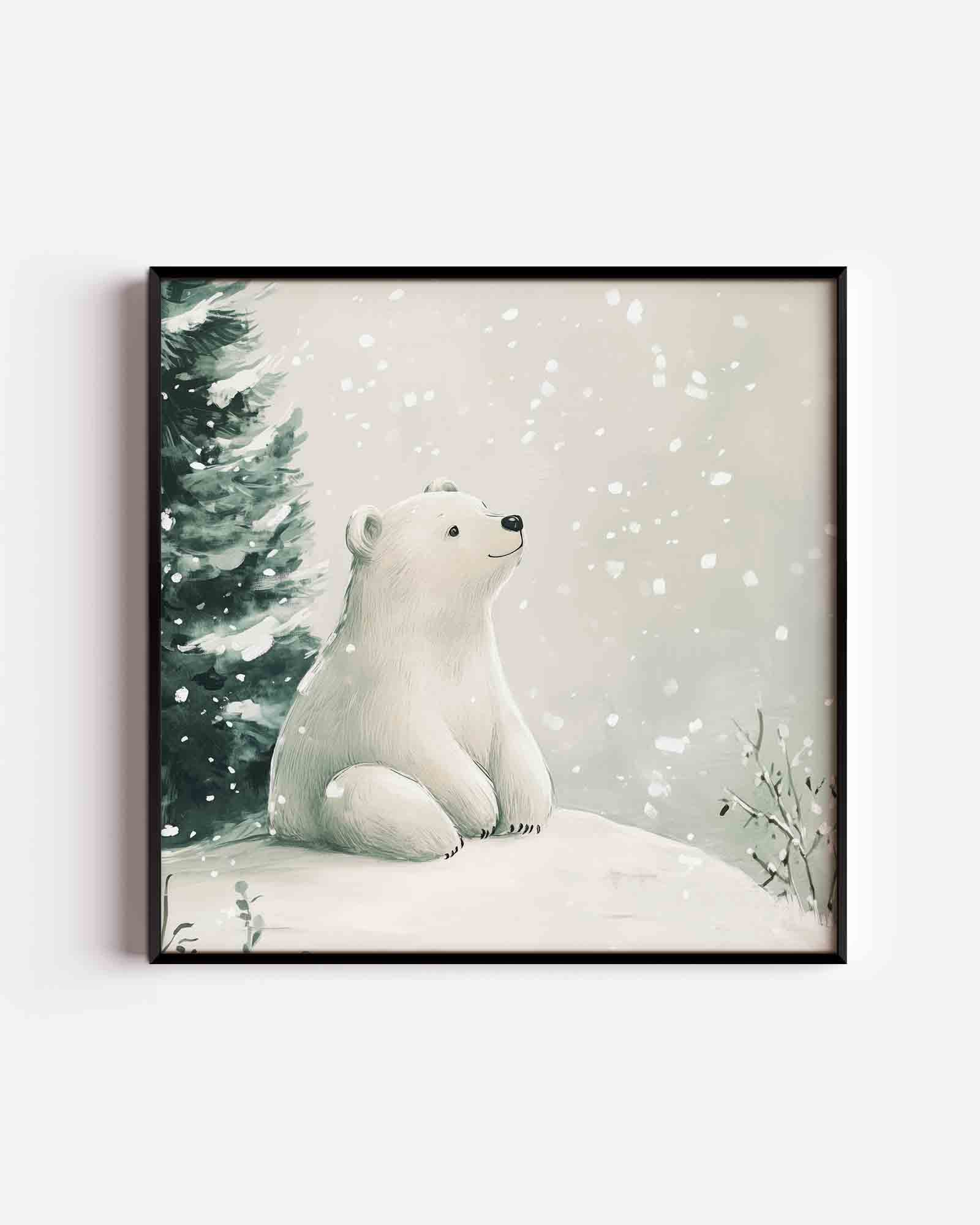 Witte beer in sneeuw Poster