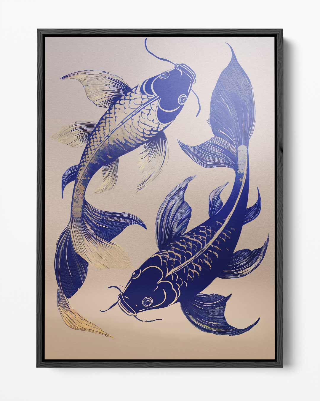 Dansende Koi In Blauwe Glorie Kunstwerk