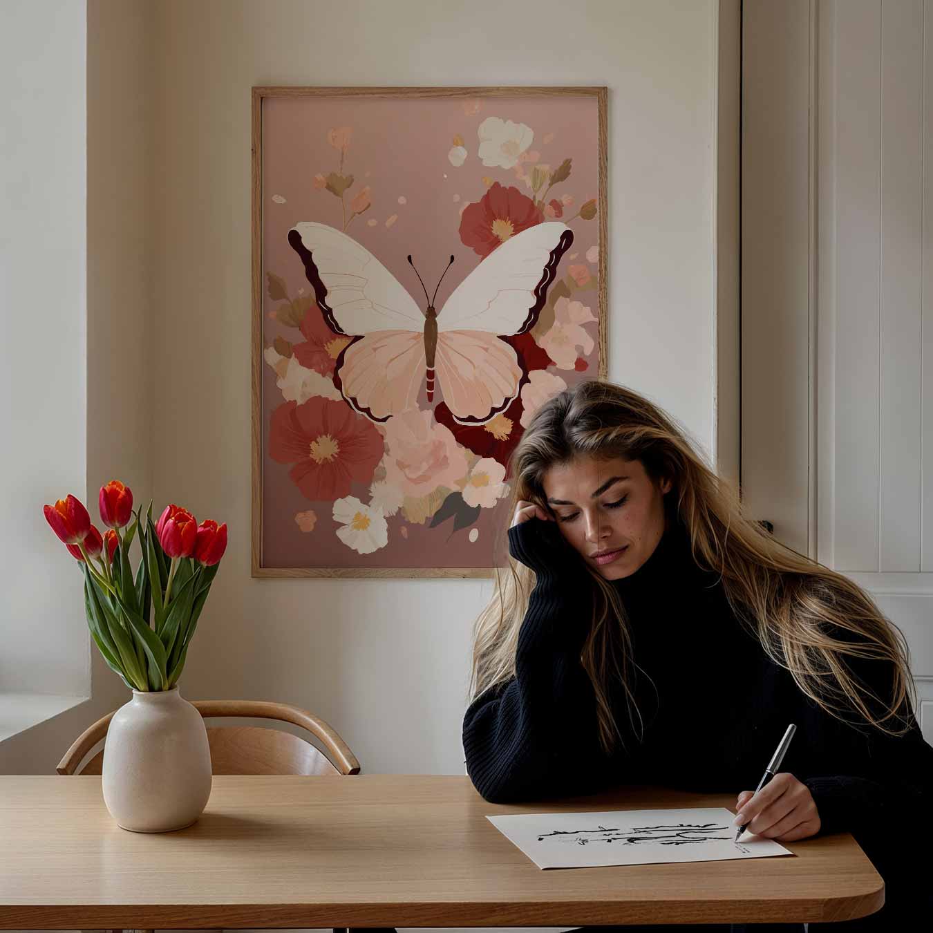 Elegante Vlinderbloemen Poster-WallArtistic