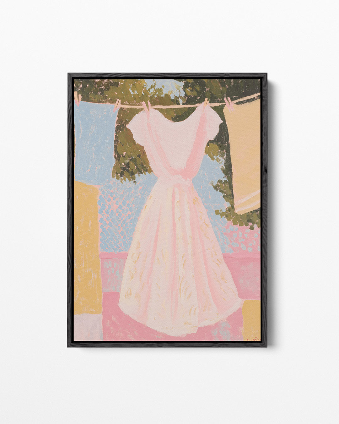 Waslijn met jurk Kunstwerk