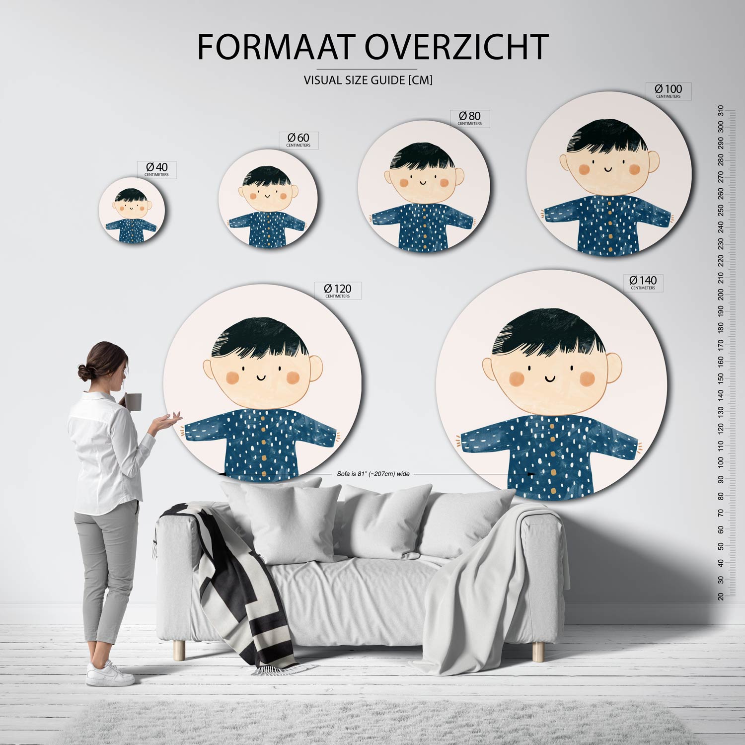 Kind met blauwe trui Muurcirkel