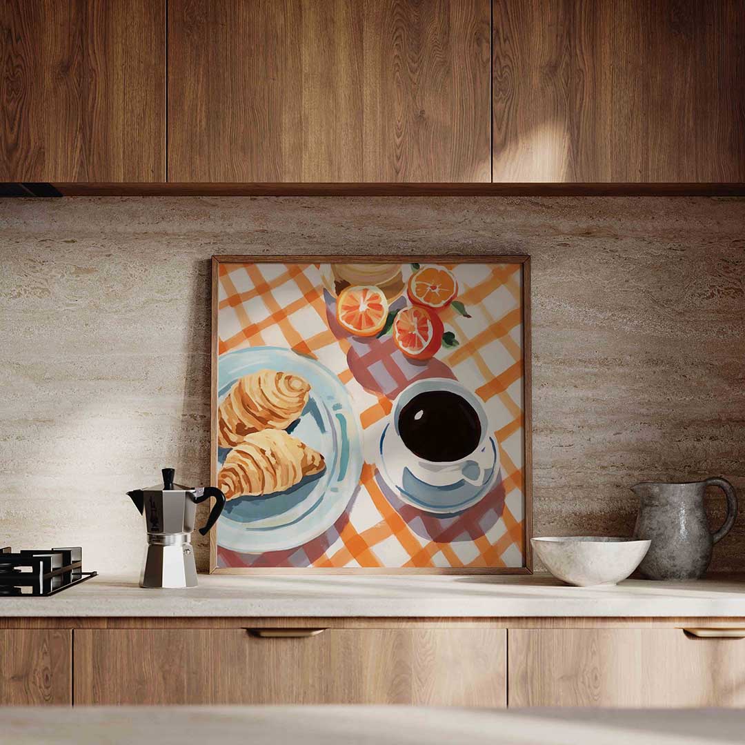 Ontbijt met croissants Poster