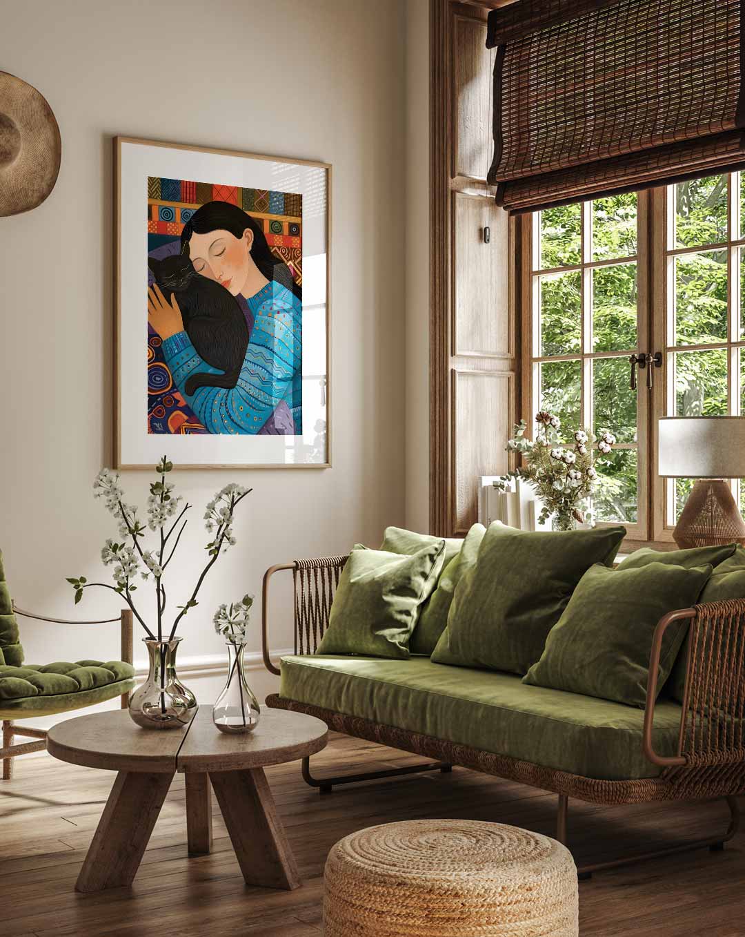 Warme Knuffel met Kat Poster-WallArtistic