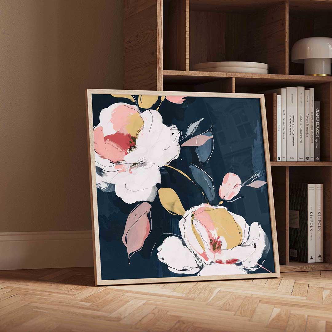 Bloemen op donkere achtergrond Poster