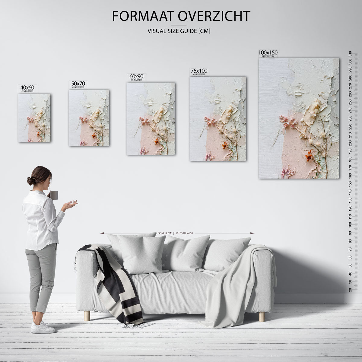 Textuur en bloemen Kunstwerk
